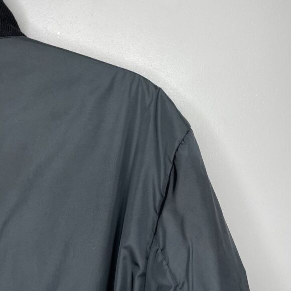 PRADA Mens Gray Full-Zip Nylon Jacket Sz 48 Medium M Wool Collar LOGO - Picture 9 of 15